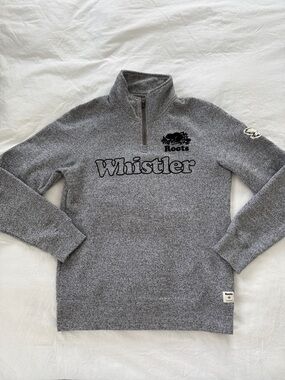 Roots Men's Grey Whistler Quarter Zip Sweater Size XS